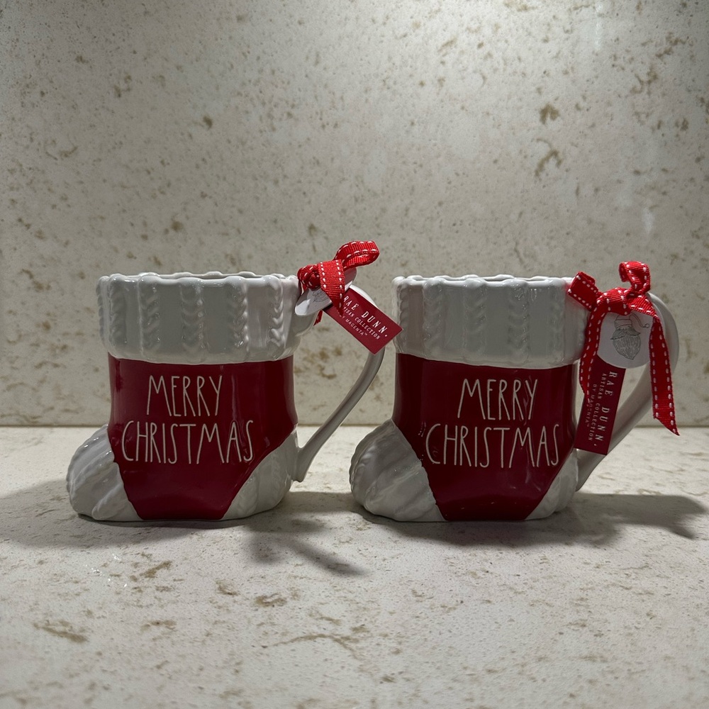 Rae Dunn Merry Christmas Stocking Mug Set *BNWT*
